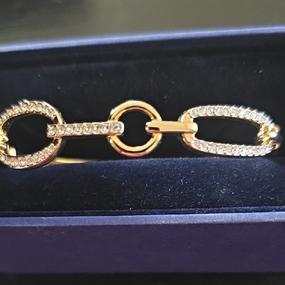 Swarovski Gold Tone and Silver Crystal Bracelet